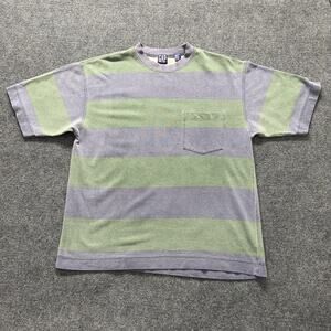 Gap Shirt Mens Large Green Gray Striped Pocket Tee 100% Cotton Thailand